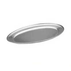 Fuente oval borde vuelto de acero inoxidable