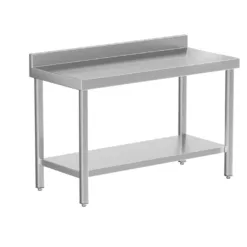 Mesa de trabajo de acero inoxidable con zócalo