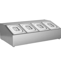 Soporte para cubetas gastronorm 1/6 100 mm con tapa de acero inoxidable