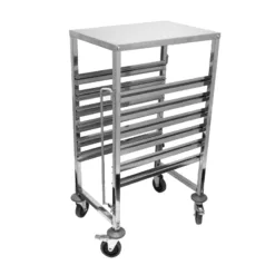 Carro gastronorm 1/1 de 6 niveles con superficie de trabajo. Acero inoxidable