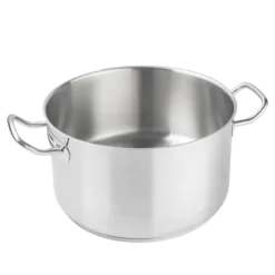 Cacerola alta de acero inoxidable sin tapa. Apta para inducción.