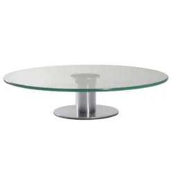 Expositor tartas rotatorio de acero inoxidable y cristal