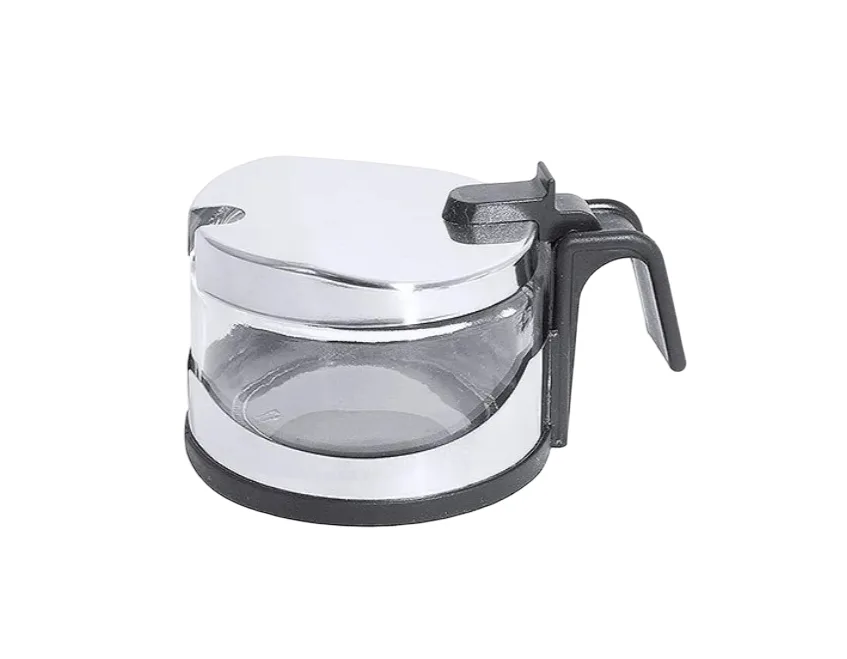 Quesera para parmesano de acero inoxidable y vidrio (incluye la cucharilla)